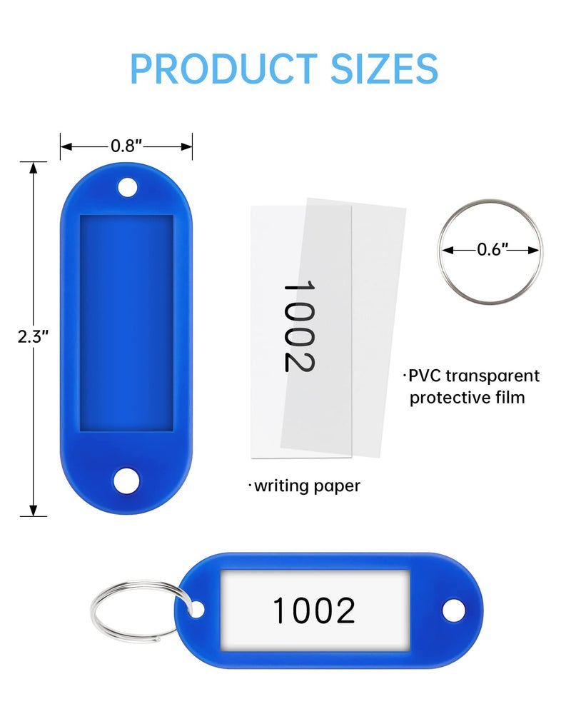 Teskyer 16 Pack Plastic Key Tags, Colorful Key Labels with Label Window Split Ring, Organize Your Keys and Stuff, 8 Colors - Image 5